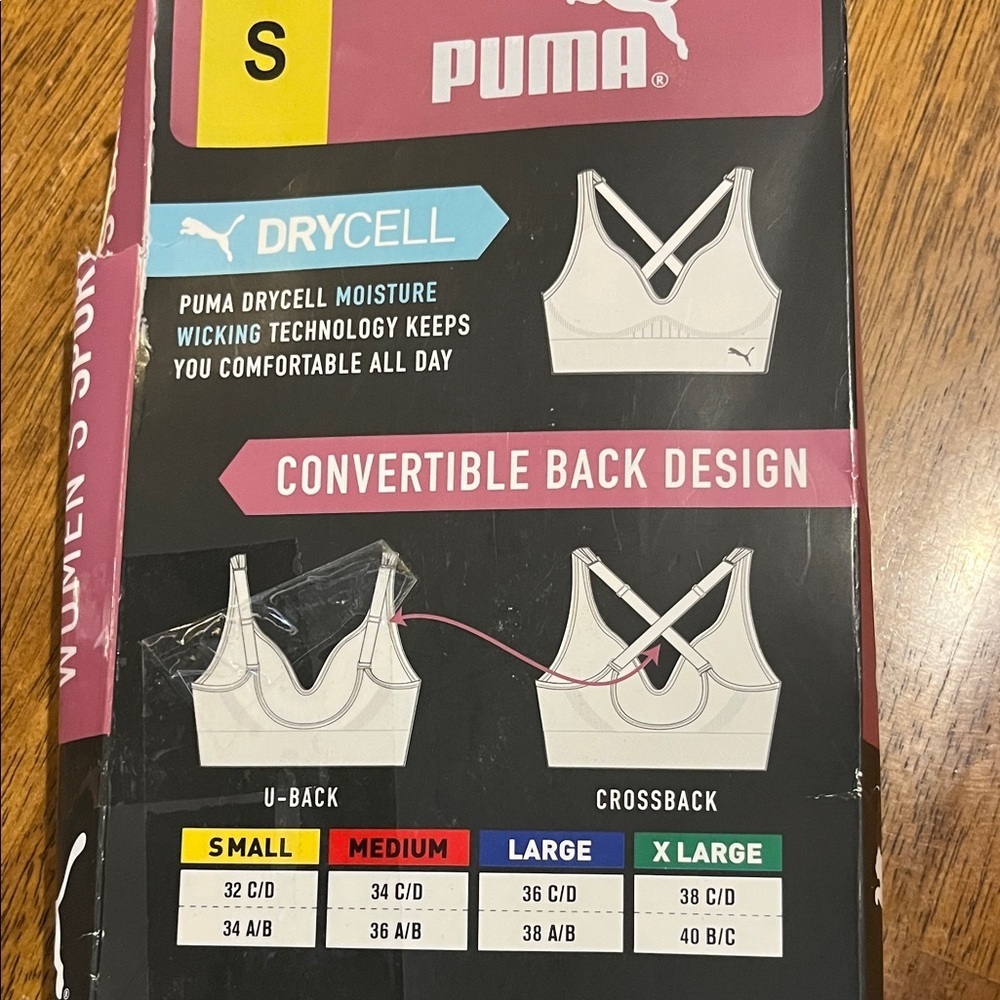 PUMA Women's Seamless Sports Bra - Black and Pink - Picture 2 of 4